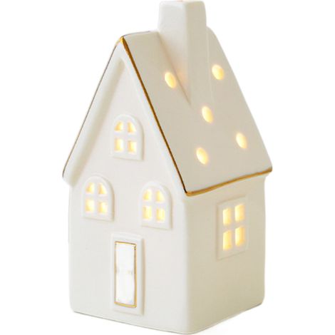 Décorations de Noël nordiques créatives en céramique, petite maison lumineuse enneigée, maison (1/5)