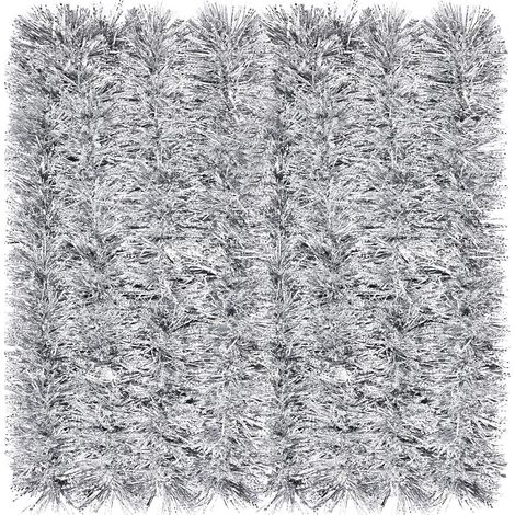 Guirnalda navideña de 10 m, color plata metalizado, gruesa, brillante y con puntas resistentes a las heladas, ideal para el árbol de Navidad, bodas de invierno y decoración de fiestas navideñas.