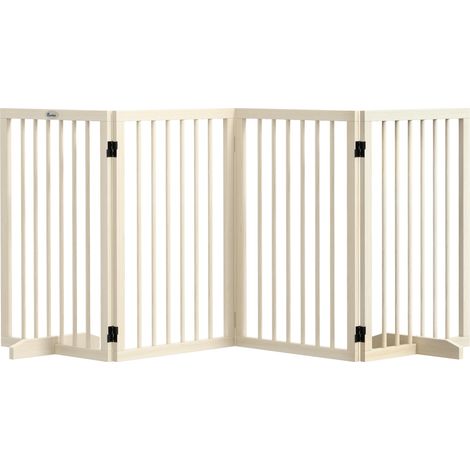 Barriera sicurezza modulare pieghevole per animali, piedi supporto, legno massello, 206x35,5x76 cm