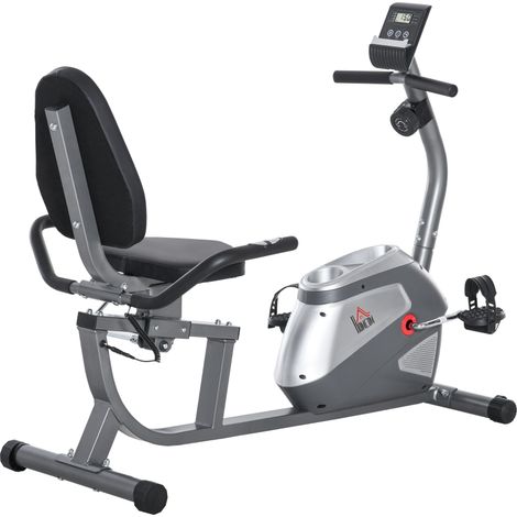 Vélo couché LCD avec résistance magnétique réglable, capteur de fréquence cardiaque, support jusqu'à 110 kg, parfait pour la maison. (1/5)