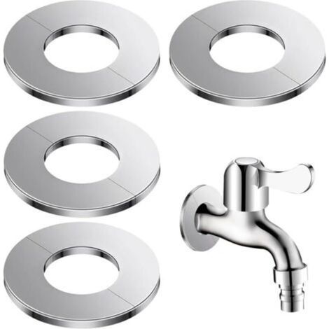 4 Pièces, Rosace,Rosace Robinet Plaque de rosace ronde divisée en acier Convient Soupape Cache Tuyaux Pour Les Douches,Les Radiateurs,Conduites D'Eau (50)