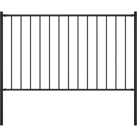 Panneau de clôture, construction en acier, intimité et sécurité, Noir (1/2)