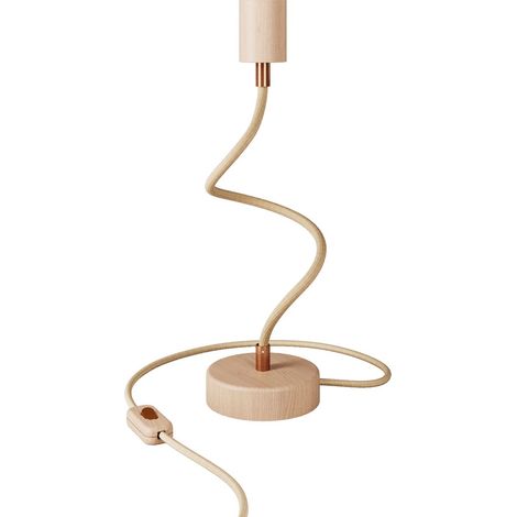 Creative Cables - Lampe de table flexible en bois - Lampe de table en bois réglable avec lumière diffuse, prise à 2 broches (1/5)