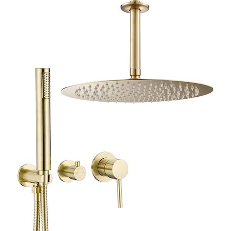 Ducha empotrada a techo dorado 20 cm cepillado Gd004-Techo Valaz (1/2)