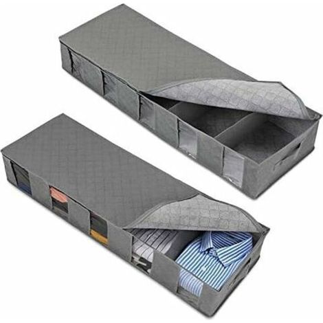 2Pcs Pliable Boîte Rangement Sous Lit, Avec Couvercle Et Zip,Sac de Rangement Vetement Pour Vêtements, Couvertures, Chaussures, Chandails (1/5)