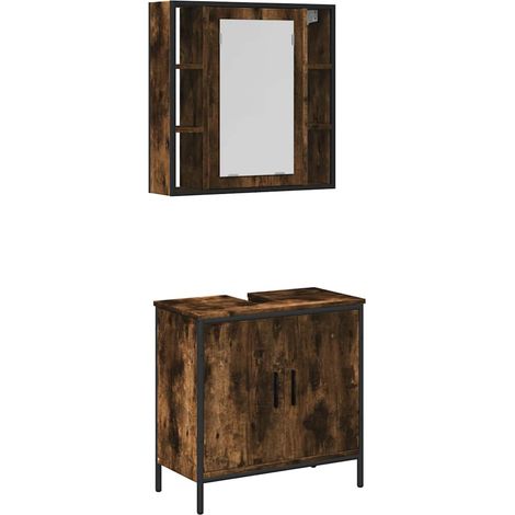 Maison Exclusive - 2-tlg. Badmöbel-Set Räuchereiche Holzwerkstoff