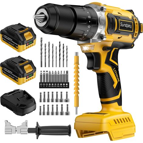 Perceuse Visseuse Percussion Sans Fil 21V - Max 2150RPM Brushless Visseuse Devisseuse Sans Fil avec 2 Batteries 4.0Ah, 20+3 Réglages de Couple, 13mm Mandrin, 2 Vitesses, Led, pour Bricolage (1/5)