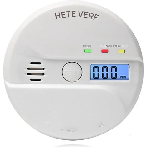 Detecteur Monoxyde De Carbone - Capteur Électrochimique - Écran LCD - Alarme 85 dB Avec Indicateur LED - Fonctionne Sur 2 Piles AA - Pour Salon Chambre Cuisine - Blanc