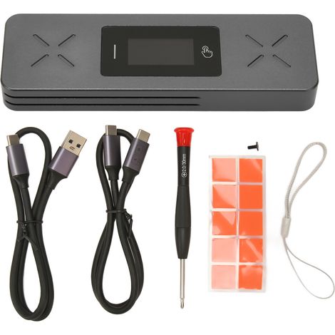 Boîtier externe pour SSD M.2 NVMe USB 3.2 Gen2, double protocole NVMe/SATA 2280, avec écran intelligent, disque dur externe étui. (1/5)