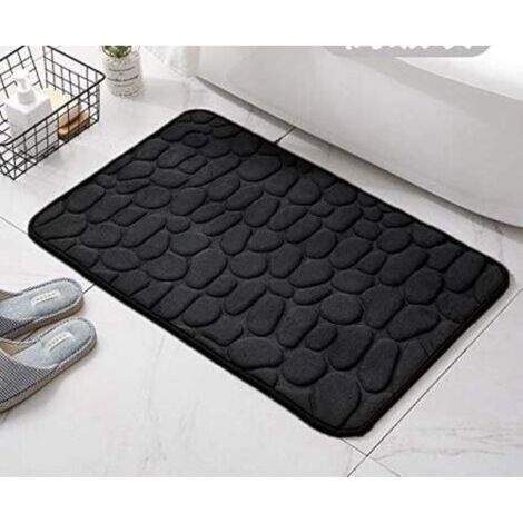 Tapis de bain antidérapant en mousse à mémoire de forme, tapis de sol antidérapant, tapis de toilette,40 x 60 cm, noir (1/5)