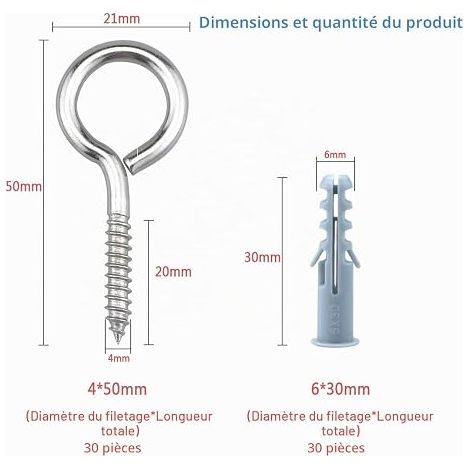 304 Stainless Steel Eye Screws for Fixing Wood Garden Indoor Outdoor (M4/M5/M6) (M4 x 50) (1/4)