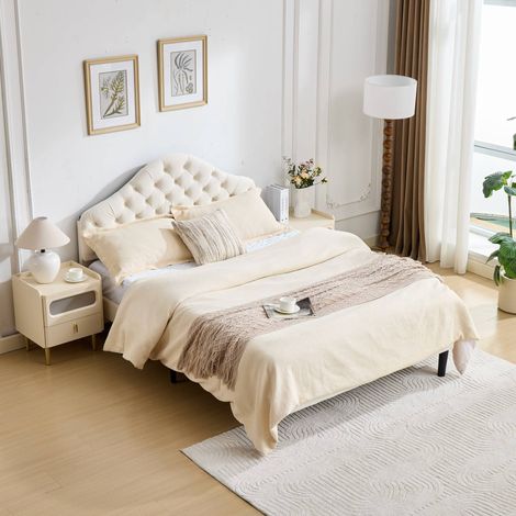 letto matrimoniale 140x200 testiera regolabile beige OKMYHOME (1/5)