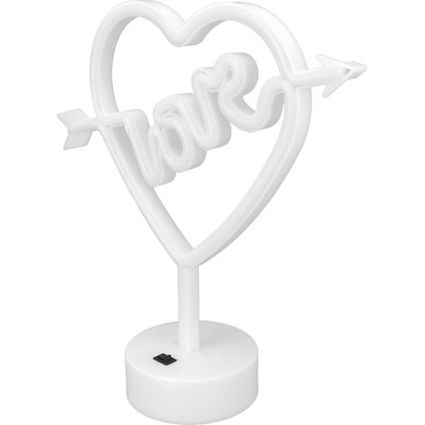 Lampe Néon Coeur pour Mariage, Veilleuse LED Décoration Fête, Chambre Enfant Salon, Alimentation USB ou Piles, 2 Modes (1/5)