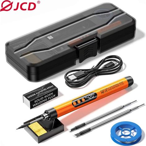 (Orange) Mini fer à souder à affichage numérique USB, interface Type-C domestique, batterie 1000mAh, température réglable. (1/5)