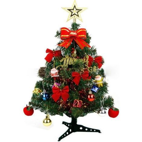 Sapin de Noël - 60 cm - Avec Pied et Ornaments - Décoration Table Maison (1/3)