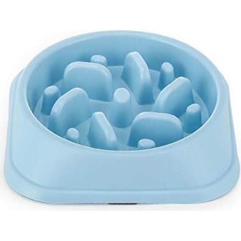 Gamelle d'alimentation Lente pour Chiens, Alimentation Ralentie et Interactive pour Les Animaux Bleu Durable de Cuvette d'eau de Boisson d'animal familier antidérapant carré Bleu