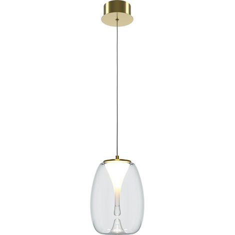 Maytoni Splash Plafonnier moderne en forme de dôme doré, abat-jour en verre, 3 000 K, 620 lm