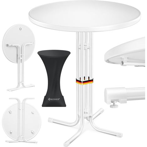KESSER® Gastro Stehtisch klappbar - Gastronomie Bistrotisch rund - Wetterbeständiger Klapptisch Gartentisch - Runder Partytisch - Hitzebeständig   Weiß / Ø 80 cm / 1er Set