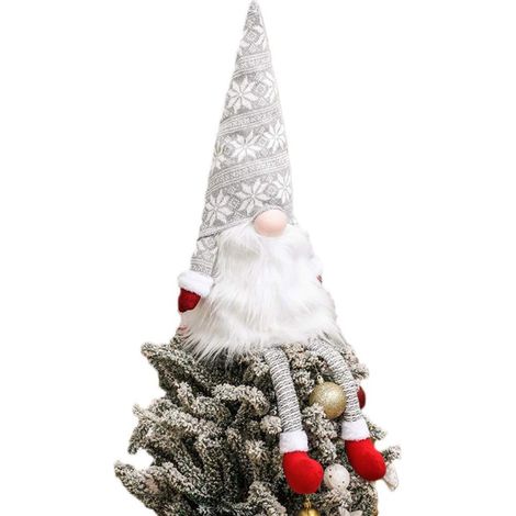 Gnomes arbre de Noël chapeau gris tricoté forme d'un papillon (1/5)