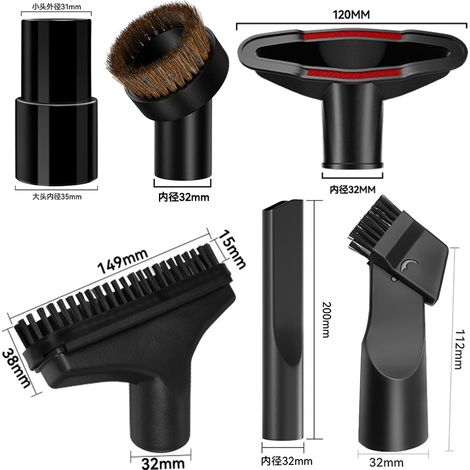Suitable for household vacuum cleaners, brush heads and nozzles with an inner diameter of 32 mm/35 mm, set of six pieces. (1/4)