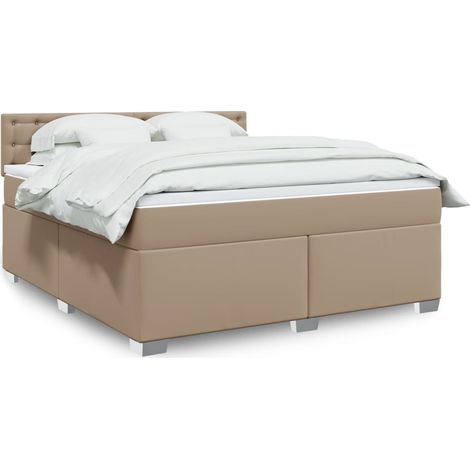 Boxspringbett Matratze Cappuccino-Braun 180x200 cm Kunstleder