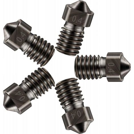3D-Drucker-Ersatzteile – 3D-Druckerdüsen – 5-teiliges Set gehärteter Stahldüsen E3D V6, 0,4 mm, 3D-Druckerzubehör