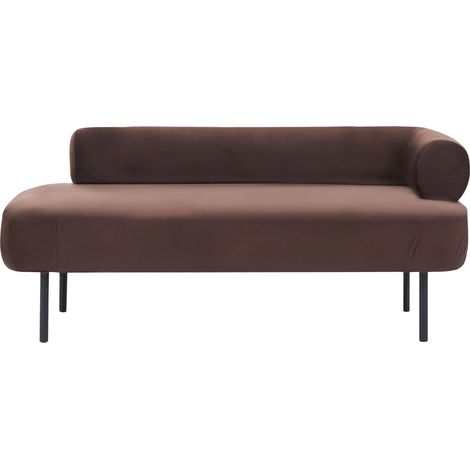 Chaise Longue à Droite Moderne en Velours Pieds en Métal Marron Foncé Mirmande