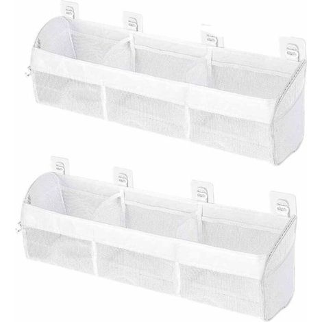 2PCSSac de rangement pour jouets de bain, blanc, adapté aux baignoires et salles de bain. Sac à trois compartiments