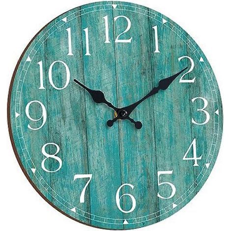 Horloge murale - Horloge murale vert turquoise, silencieuse et sans tic-tac, à piles - Horloge décorative turquoise (1/5)