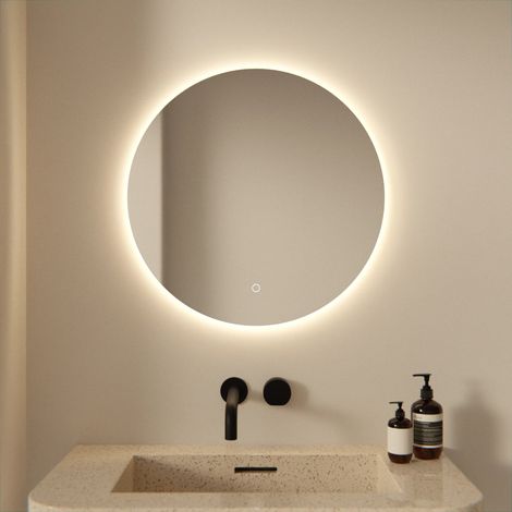 Runder, rahmenloser LED-Badezimmerspiegel 60 cm – 3 dimmbare Lichtmodi – Antibeschlagfunktion – IP44 wasserdicht und Touch-Bedienung – rostbeständig (1/5)