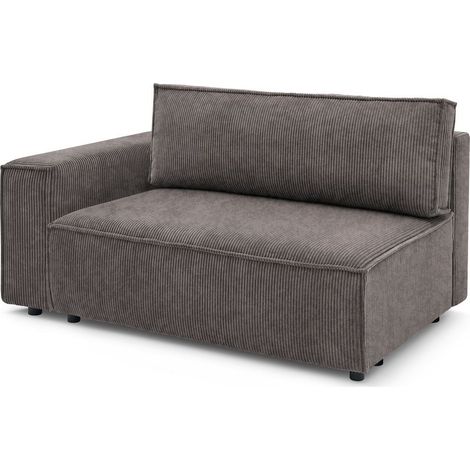 BOBOCHIC - Chauffeuse 2 places avec accoudoir pour canapé modulable NIHAD tissu velours côtelé Angle gauche Marron (1/4)