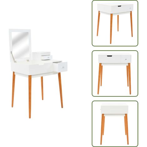 The Living Store Tocador con espejo de MDF 60x50x86 cm - Almacenamiento de maquillaje