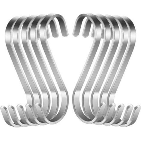 Set mit 10 multifunktionalen hängenden S-förmigen Haken aus Edelstahl, S-Haken für Badezimmer, Schlafzimmer, Büro, Küche (1/5)