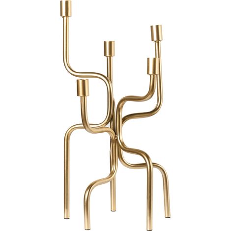 Bougeoir pour 5 Bougies Minimaliste en Métal Accessoire Décoratif Doré Porrtela (1/5)