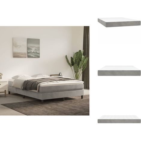 Matelas de lit à ressorts ensachés Gris clair 140x190x20 cm - Matelas À Ressorts Ensachés - Matelas Moelleux - Matelas Support Moyen - Matelas Velours - Literie (1/5)