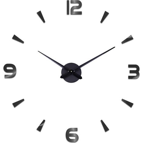 Moderne, leise DIY-Wanduhr mit 3D-Aufkleber für die Dekoration von Zuhause, Restaurant, Büro und Hotel (schwarz)