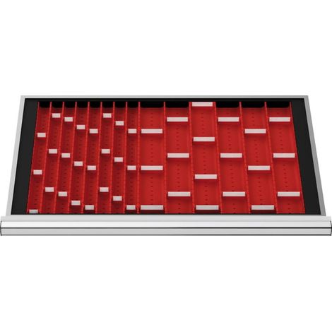 Compartimentage de tiroirs STIER, plaques de cuvettes, BLH 50 mm, dimensions intérieures 800x450 mm, 9 plaques de 2 cuvettes (1/4)