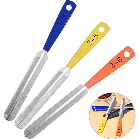 3 PCS Guitare Écrou Ensemble De Fichiers Nail Puller Réparation Outil en Acier Inoxydable Guitare Fret Fichier pour Basse Mandoline Banjo Ukulélé Lime Sillet (1/5)