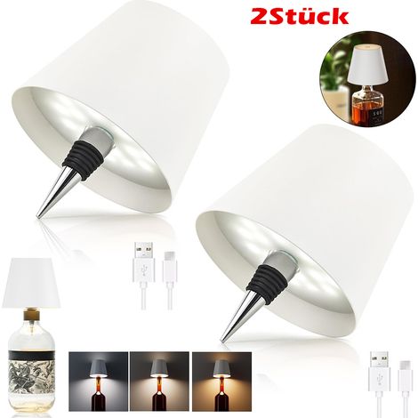 Ortviai – LED-Flaschenlampen 2er-Set – Touch-Dimmlicht, 3 Lichttemperaturen – Ausführung weiß (1/3)