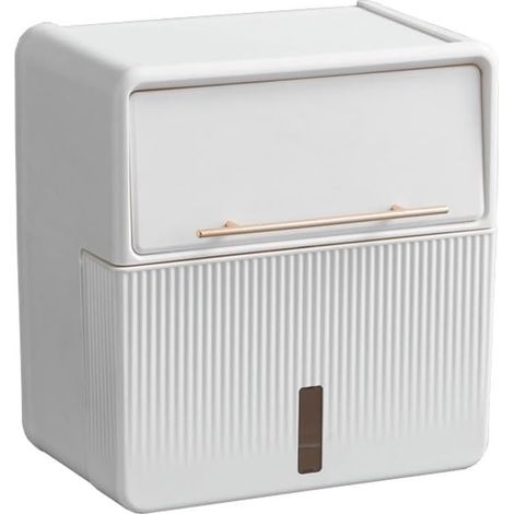 Caja de pañuelos de baño minimalista sin necesidad de taladrar, portarrollos de papel higiénico impermeable para montaje en pared con cajón de almacenamiento, caja de almacenamiento para el baño (1/4)