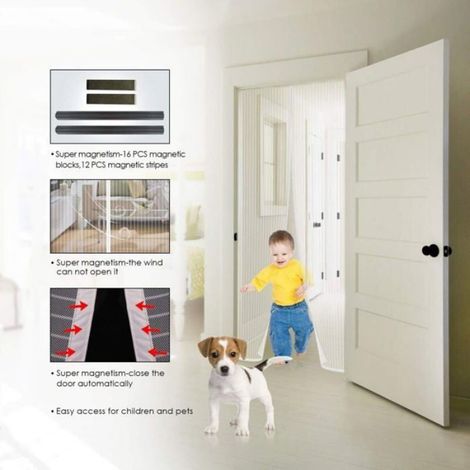 Moustiquaire - 90 x 210 cm - Maille Ultra Fine - Fermeture Magnétique - Bandes Adhésives Incluses - Blanc (1/4)
