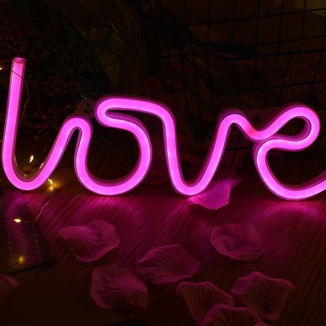 Signes d’amour au néon, Lumière au néon à led pour les fournitures de fête, Accessoire de décoration de chambre pour filles, (1/4)
