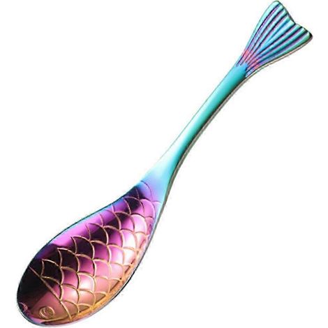 Cuillère à dessert ergonomique résistante à la chaleur, cuillère à glace en forme de poisson, vaisselle pour la maison FSXMulticolor (1/5)