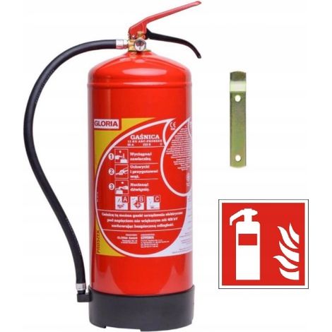 Pulverfeuerlöscher 12 kg PD12 ABC GLORIA + Feuerlöscher-Schild
