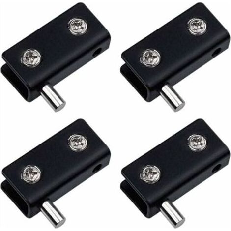 Lot de 4 charnières pivotantes, sans cadre pour porte en verre - Noir - Clips de porte en verre en acier inoxydable avec broche réglable - Kit de remplacement pour porte en verre de 5 à 6 mm (1/4)
