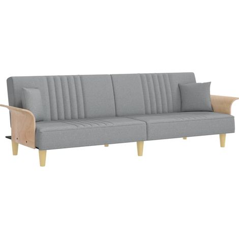 Maison Exclusive - Schlafsofa mit Armlehnen Hellgrau Stoff (1/5)