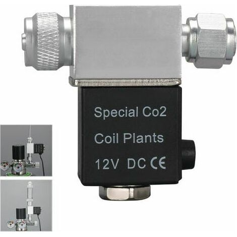 Accesorios para botellas de CO2 y acuarios Válvula solenoide para acuario Regulador del sistema de CO2 Salida CC 12 V Conexión M10 1 Rosca externa Cabezal único Versión silenciosa de baja temperatura  (1/4)
