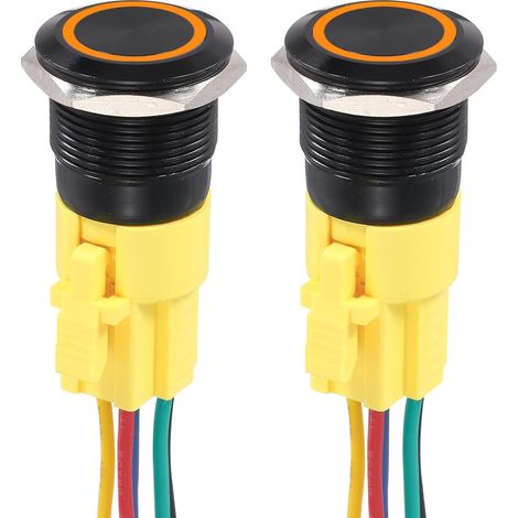 2 Pack 19mm / 3/4" Bouton-Poussoir Momentané 1NO1NC Prise Avec Fil (1/5)