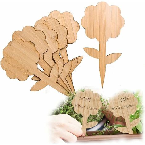 50Pcs Étiquettes de Plantes forme de fleur, Étiquettes Plantes en Bois Étiquettes de Jardin Imperméable, Garden Etiquettes Signes pour Fleur Légumes Graine Jardin Pépinière (5 x 10 cm), (1/4)