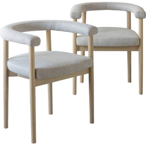 Chaise en bois d'orme et tissu gris Aline (lot de 2) (1/5)